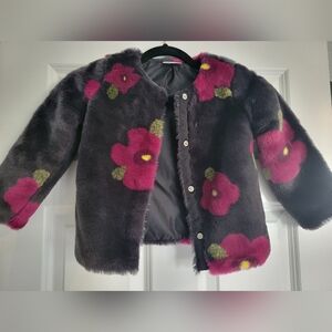 Floral Kids Jacket - Black and Pink